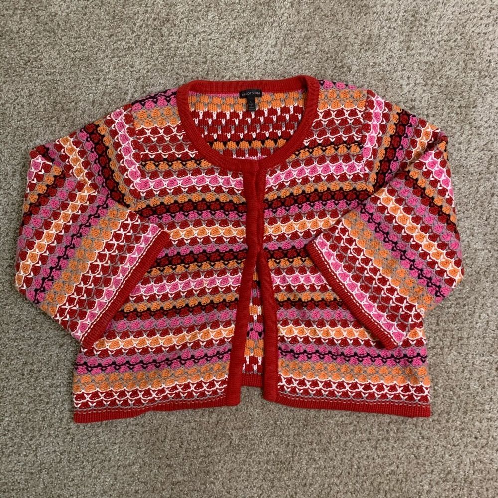 Madison 3/4 Flare Sleeve Crochet Sweater Sz L